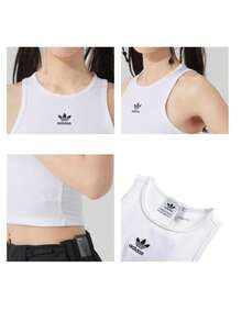 Adidas Originals 運動T恤 & 背心 ESS 羅紋背心 2026 夏季新款女款短版無袖運動背心 JC9007 - 白色 - 查看 5