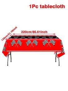 1片賽車主題桌布，220*130cm一次性防水桌墊，生日裝飾，格子旗圖案桌布，嬰兒派對用品，性別揭曉派對桌飾，賽車主題派對用品，房間裝飾，廚房餐桌裝飾，新生兒派對，桌飾，節日派對用品 - 紅底賽車 - 查看 5