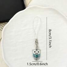 4 piezas Cadena de teléfono con colgante de búho de strass colorido, amuleto de teléfono, accesorio de teléfono lindo, decoración colgante de bolsa de teléfono suave y adorable - Multicolor - Ver 10