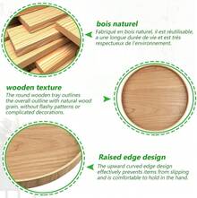 Round Wooden/Bamboo Tray, 30 Cm-A Decorative Tray Perfect For Holding Drinks, Coffee, Remote Controls, Keys, Jewelry, And Cosmetics - Wood Color - View 3