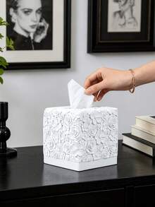 Cubierta de caja de pañuelos cuadrada moderna, accesorio de decoración de baño de diseño único, adecuado para el tocador del baño, dormitorio y sala de estar - Multicolor - Ver 2