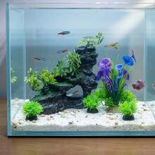 4Pcs/Set Juego de Paisaje de Acuario Simulado para Decoración de Tanque de Peces de Escritorio Crea Vista de Montaña y Agua Natural Instantáneamente - Acuario feliz - Ver 8