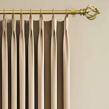 1 Set 18-120 Inch Black Gold Brown Curtain Rod, Suitable For Windows, Heavy Duty Metal Adjustable Curtain Rod With Brackets And New Hollow Design Curtain Rod Finials - Gold-a Set - View 3