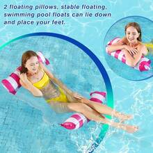 Foldable Inflatable Striped Float, Inflatable Swimming Cushion For Swimming Pool, Floating Bed For Water Entertainment Lounge Chair, Suitable For Swimming Pool, Beach, Pool Party - Multicolor - View 4