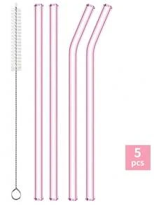 20cm 可重複使用玻璃吸管套組附吸管清潔刷，直管與彎管耐熱吸管，適用於奶昔、珍珠奶茶、調酒、冰咖啡，居家廚房、派對用品、餐廳飲具 - 彩色 - 查看 17