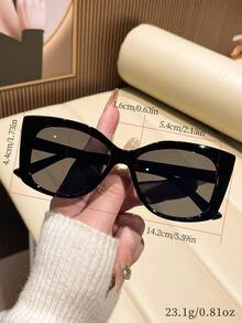 1 Pair Fashion Y2K Round Frame Cute Retro Sports Fashion Glasses, Suitable For Women's Daily Wear, Beach Accessory - Black - View 4