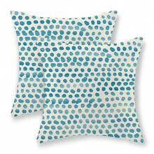 Teal Pillow Covers 20x20 Inch Set Of 2 Aqua Polka Dot Outdoor Decor Throw Pillows For Couch Modern Boho Design Watercolor Aesthetic Decorative Cushion Cases For Home Sofa Bed Decorations - 青色波點圖案 20 吋 x 20 吋(2 件裝) - 查看 1
