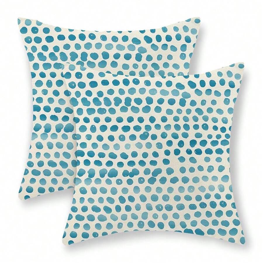Teal Pillow Covers 20x20 Inch Set Of 2 Aqua Polka Dot Outdoor Decor Throw Pillows For Couch Modern Boho Design Watercolor Aesthetic Decorative Cushion Cases For Home Sofa Bed Decorations - 青色波點圖案 20 吋 x 20 吋(2 件裝) - 查看 1