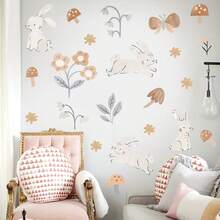 Cartoon Cute Animal Rabbit Flower Grass Children's Room Decorative Stickers - 20*30cm - View 2
