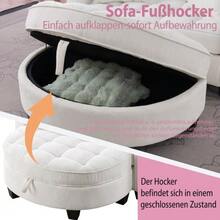 Multifunctional Sofa, 2-In-1 Sofa Bed, Storage Ottoman, Breathable Skin- Fabric, - Eucalyptus Wood, Suitable For Small Living Rooms, Studies, And Bedrooms. - 米色 - 查看 8