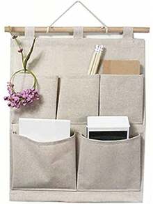 KINGREE Bolsillos de almacenamiento para colgar sobre la puerta, organizador colgante para clóset, puerta o pared, 5 Pockets-Nature, 1 - 5 bolsillos - Naturaleza - Ver 1