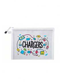 網格拉鍊收納袋 - "Charger"字母圖案，文具收納袋，附"Charger"字母圖案，數位收納袋，化妝袋，護膚袋，旅行盥洗用品袋必備，宿舍用品，婚禮新娘禮物生日禮物，朋友和，口紅化妝收納袋，度假旅行必備，教師節禮物，夏季戶外收納使用，返校季禮物 - 彩色 - 查看 15