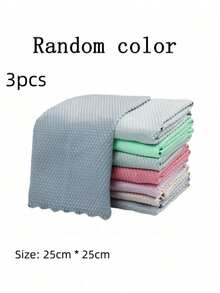 Multi-Functional Magical Cleaning Cloth, Fish Scale Pattern Glass Cleaning Cloth, Absorbs Water Without Shedding, Leaves No Streaks, Suitable For Kitchen, Household Dishwashing, Car Rearview Mirror Cleaning, Car Washing, Bathroom Mirror Cleaning - Multicolor - View 12