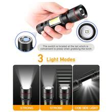 1500 Lumen T6 LED Flashlight, USB Rechargeable, Blue - Star - View 3