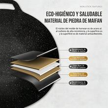 30cm Round Marble Stone Griddle, Large With Two Handles, For Outdoor Grilling, Cooking Meat, Tacos, Vegetables, Compatible With All Types Of Stoves - Black - View 4