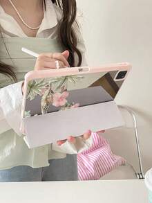 精緻可愛卡通動漫椰子樹海龜花卉印花鏡面彩繪壓克力透明水晶背蓋，防震，相容 iPad 7代、8代 (10.2 吋)、10代，內建筆槽，支援睡眠/喚醒功能，理想禮物選擇 - 彩色 - 查看 6