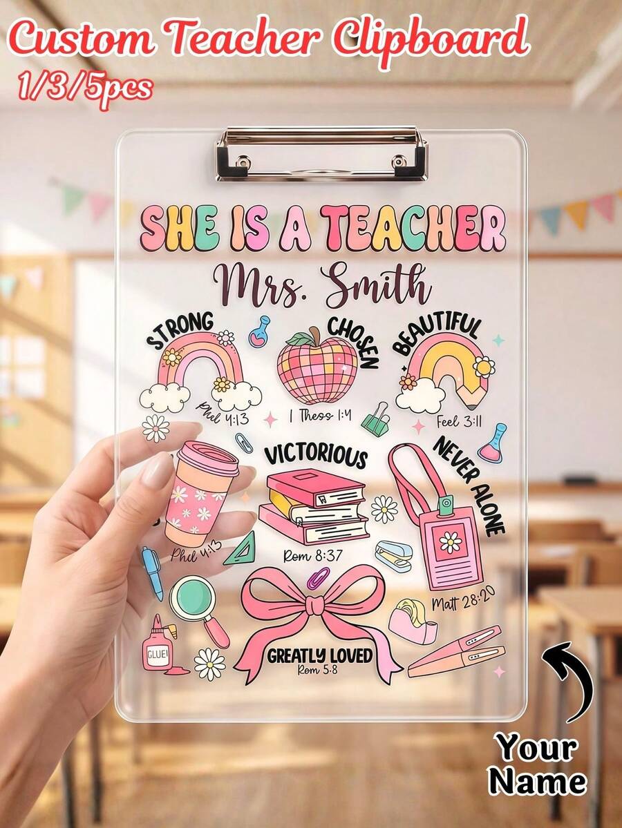 Tableaux d'écriture décoratifs en acrylique transparent personnalisables, cadeau parfait pour les enseignants, convient pour les bureaux de classe, la rentrée scolaire et les fournitures de bureau de classe. Disponible en sets de une pièce, trois pièces et cinq pièces. - Multicolore - Voir 1