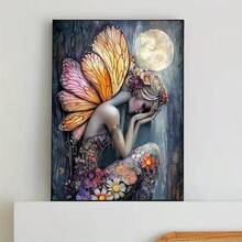 1 pièce Kit de peinture de diamant 5D motif papillon fée DIY, convient pour les débutants adultes, art de diamant mosaïque DIY, perçage complet, pour les passionnés du fait main, conception personnelle, applicable pour la décoration murale du salon, de la chambre, du bureau, peinture à suspendre, cadeau de décoration intérieure surprise pour les vacances pour la famille et les amis, sans cadre [30*40cm/11.8*15.7in][40*50cm/15.7/19.7in] - Pas de cadre - Voir 4