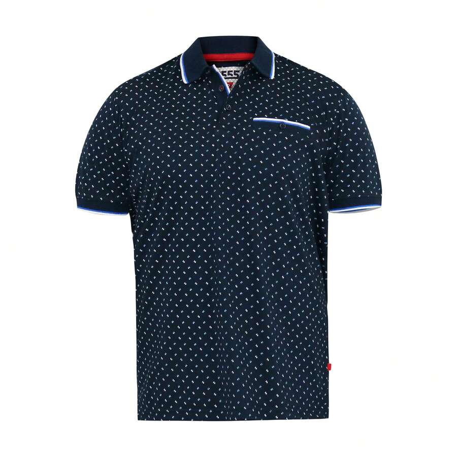 Duke Mens D555 Oakley All-Over Print Knitted Polo Shirt - Navy - View 1