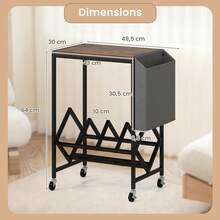 Rolling Record Player Stand Mobile Vinyl Display Shelf Turntable Stand With Magazine Holder Bag - Brown - View 3