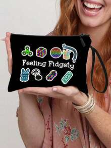 Themed Cosmetic & Accessory Storage Pouch - Designed For Fidget Spinners And Sensory Needs, Beige Storage Box, Suitable For Storing Small Tools, Supplies, Travel Essentials, Themed Design, Hand Washable, Suitable For Students And Professionals Make Up Bag - Multicolor - View 16