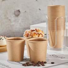 90/50/25/10/3pcs Kraft Paper Coffee Cups - Reusable, Designed For Hot And Cold Beverages, Suitable For Parties, Tea, Home, Cafes, Bars And Commercial Venues, Perfect Choice For Enjoying Coffee And Ideal Beverage Containers And Drinkware For Parties - Multicolor - View 2
