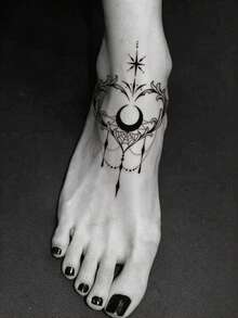 STARTTOOS Small Arm Tattoo Sticker - Black Scroll Vine Heart Spider Web Tassel Pattern Y2K Temporary Tattoo Sticker For Shoulder Neck Collarbone Body Skin 1pc/Pack - Black - View 2