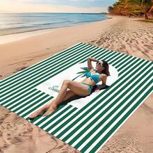 1pc Green Line Coconut Tree Patterned Beach Mat, Extra-Large Beach Mat, Lightweight And Durable. Ideal For Travel, Camping, And Picnics. Extra-Large Size For Adults. Highly Suitable For Beaches And Outdoor Adventures - Multicolor - View 8