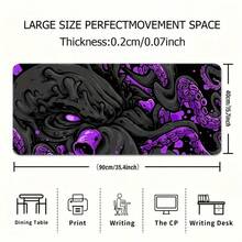 Cyber ​​Neon Purple! Giant Cthulhu-Style Octopus Desk Mat-An Atmospheric, Minimalist, Dark-Themed Gaming Keyboard Mat Featuring Precision Edge Stitching And A Non-Slip Rubber Base; Designed To Prevent Curling Or Fraying. - Mouse Pad - View 4