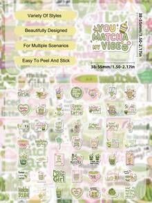 50入抹茶女孩貼紙包，抹茶貼紙，美學貼紙，Kindle配件，筆袋貼紙，適用於日記本、筆電、筆記本、手機殼、居家裝飾、返校季房間裝飾、學校用品 - 7*6*1 - 查看 8