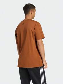 Adidas Men's M COFFEE PKT Knit Collarless Short Sleeve T-Shirt TKB4842 - Brown - View 4