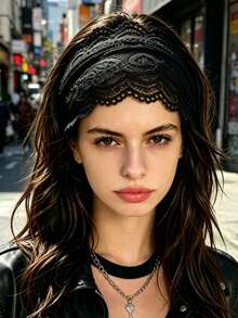 Spring/Summer Retro Floral Lace Hollow Out Wide Band Headband Fashion Waist Scarf Travel Beach Headband (Suitable For Music Festival/Vacation/Date/Running Sports) - Multicolor - View 8
