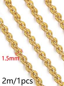 Catena piatta in acciaio inossidabile 304 placcata oro 18K lunghezza 2m con dischi rotondi vintage a raggiera di varie dimensioni, accessori per catena di gioielli fai-da-te fatti a mano - Catena (1345) - Visualizzare 14