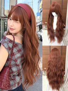[TOPSHE LUMA] 26 Inch Loose Wave Full Head Wig With Bangs, Rusty Ginger Color, Premium Heat-Resistant Fiber, Soft Voluminous Curly Hair, Warm Autumn Korean Style Full Head Wig, Suitable For All Occasions, Halloween - Multicolor - View 3