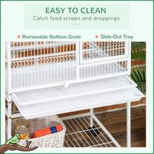 PawHut 55" Large Parrot Cage With Toy Hooks Above Top Bird Perch, Tray, Food Cups, Rolling Stand, Bird Cage For Cockatiels, Parakeets, Lovebirds-XY865865 - Default - View 6