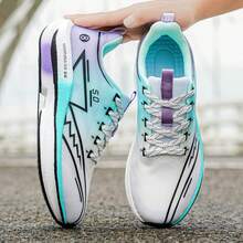 STARNOVO Zapatillas de running unisex con tecnología de placa de carbono para maratón, zapatillas deportivas de maratón con absorción de impactos, zapatillas de running casuales de fibra de carbono para adolescentes, zapatillas deportivas casuales de moda, transpirables, antideslizantes y duraderas con suela blanda y diseño de color degradado clásico (EUR36-45) - Ver 5