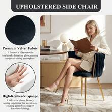 Modern Velvet Dining Chairs Set Of 2 Hand Weaving Accent Chairs Living Room Chairs Upholstered Side Chair With Golden Metal Legs For Dining Room Kitchen Vanity Living Room - 黑色 - 查看 4