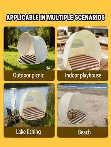 Portable Beach Tent, Automatic Pop-Up Sun Shelter, Travel Tent With Mosquito Net, Indoor Baby Play Tent, 2-Second Quick Setup, Fits 3 People, Compact Storage Bag | Suitable For Beach, Picnic, Park And Home Leisure, Summer Vacation - Tent - View 9