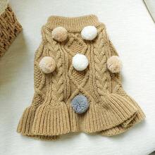1件寵物衣服 狗貓服飾 柔軟舒適毛線洋裝 適合小型中型犬 幼犬 吉娃娃 - 咖啡色 - 咖啡棕 - 查看 8