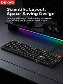 Lenovo M300 機械式有線鍵盤 人體工學 104 鍵設計，讓打字更輕鬆，遊戲鍵盤 有線 USB 辦公電腦筆電通用設備 薄膜鍵盤，更靈敏、速度更快 - 查看 4