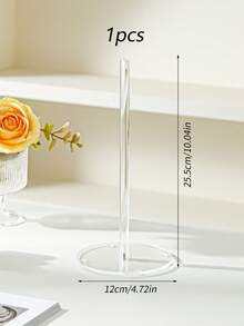 1pc Clear Acrylic Display Stand, Vertical Hair Tie Watch Bracelet Storage Holder, Minimalist Desktop Jewelry Organizer For Vanity Bedroom Countertop - Clear - View 10