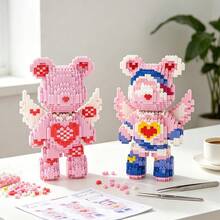 1680pcs Mini Building Blocks Angel Bear DIY Bricks Model, Mosaic Micro Particle Assembly Toy, Creative Desktop Ornament, Collectible Decor, Perfect Gift For Birthday, Valentine's Day, Back To School & Holiday For Teens And Adults - Multicolor - View 6