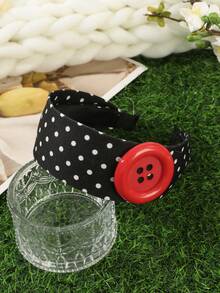 1pc Classic Colorful Button Decor Polka Dot Headband, All-Season Hair Accessory, Cute Girl Photo Prop Hair Accessory, Student Daily Accessory, Suitable For Children Back To School Season - Multicolor - View 4