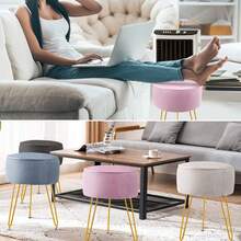 Dressing Table Stool Round – Vanity Stool With Padded Seat, Makeup Stool For Bedroom Living Room - Pink - View 8