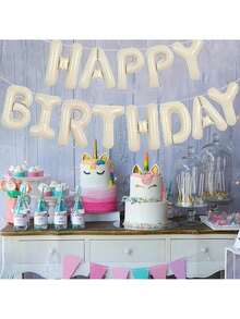 20 Stücke und 15 Stücke Set cremeweiße Happy Birthday Banner + 21-Zoll cremeweiße Schleifenballons + 18-Zoll herzförmige Folienballons, geeignet für Mädchen, Geburtstagsdekoration für Frauen, Prinzessinnen-Stil Partydekoration, cremefarbene Geburtstags-Themen-Partydekoration Ballons - Geburtstag - View 7
