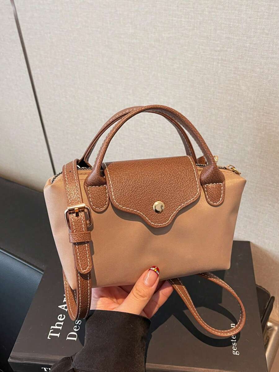 Nuevo bolso de hombro mini con patchwork de color contrastante, bolso bandolera casual minimalista personalizado, bolso de mano pequeño y exquisito con textura