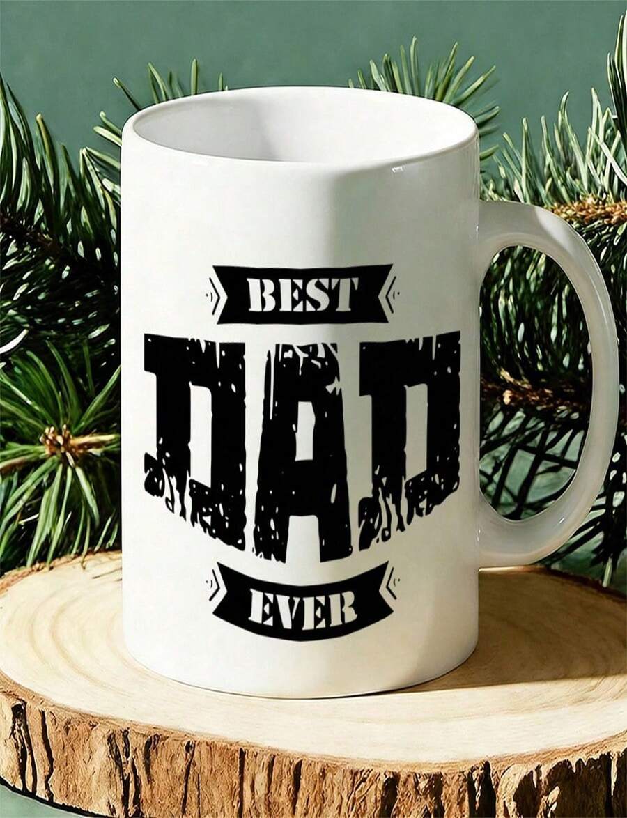 1 Pc 11oz Mug Available In 12 Colors Best Dad Ever Design With Bold Distressed Lettering And Banner Accents Perfect For - Blanco - Ver 1