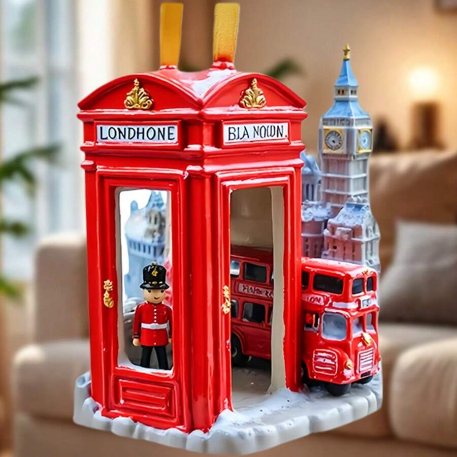 London Red Telephone Booth Winter Cottage Royal Guard & Big Ben Magnet, Soft Snowflakes Falling On Every Homecoming Call, Suitable For All Metal Surfaces In Your Home - I - View 1