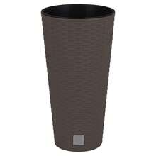 Tall Round Rattan Planter, Decorative Flower Pot For Indoor & Outdoor Garden - Brown - View 2