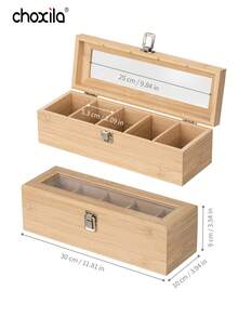 choxila 1Pc Wooden Tea Bag Storage Box, Compartment Desktop Sundries Organizer Flip Cover Storage Rack For Office Coffee Tea Storage - Wooden Tea Bag Storage Box - View 8